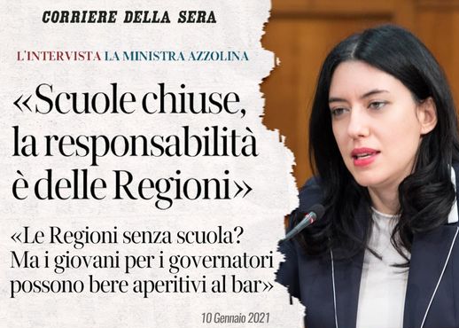 Intervista di Lucia Azzolina al Corriere della Sera